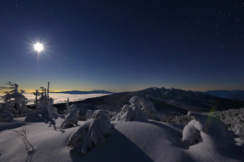 夜空に輝く月　Photo by Kenji Shimadate
